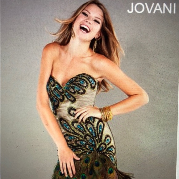 NEW!! SHORT Peacock Beaded Feather Dress #770 - Picture 2 of 5